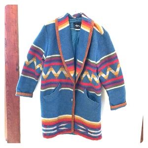 Vintage wool coat Southwestern boho pattern